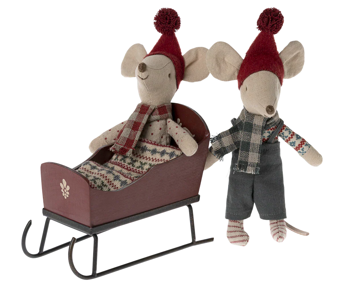 Maileg Sleigh, Mouse - Red