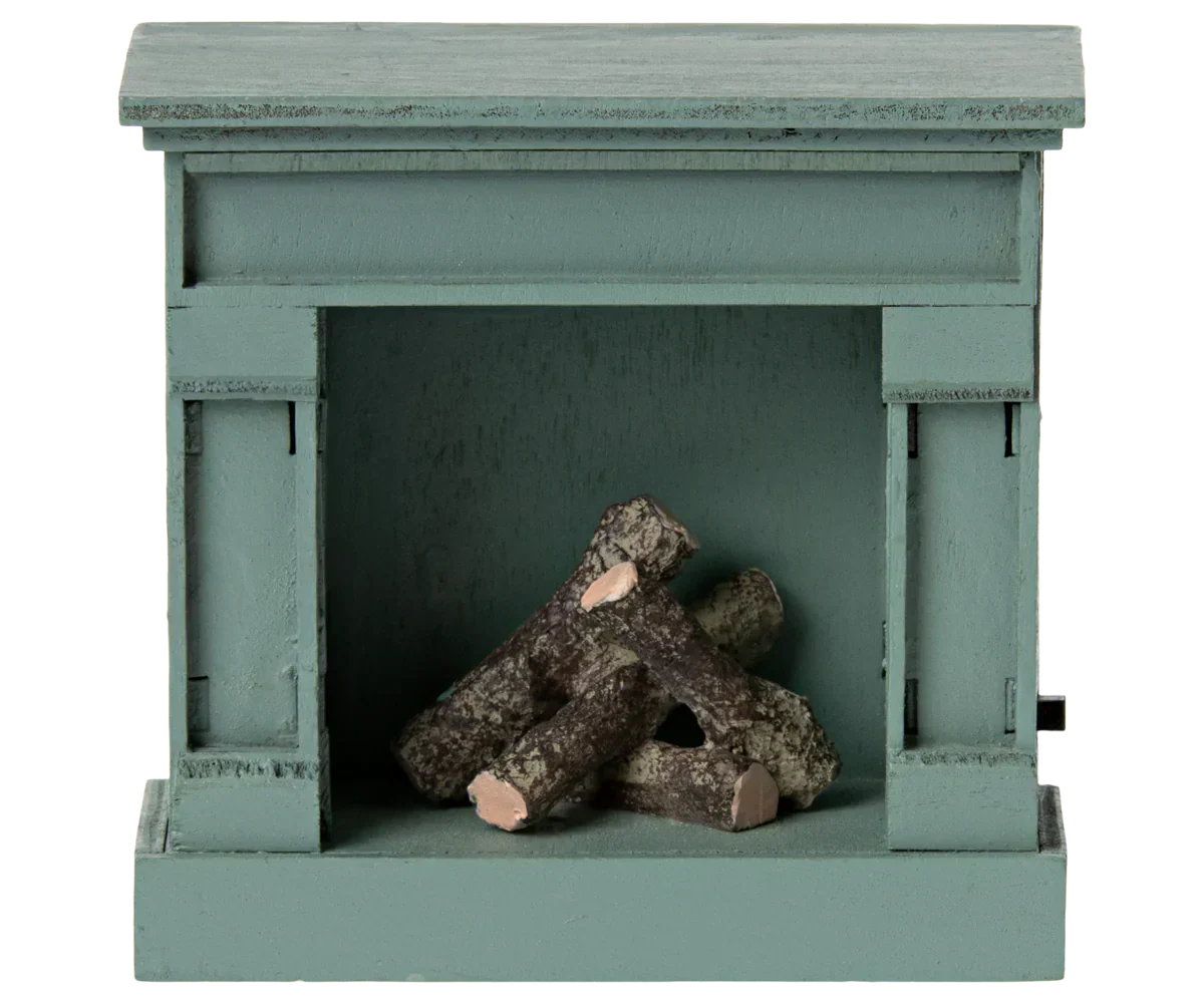 Maileg Fireplace, Mouse - Blue