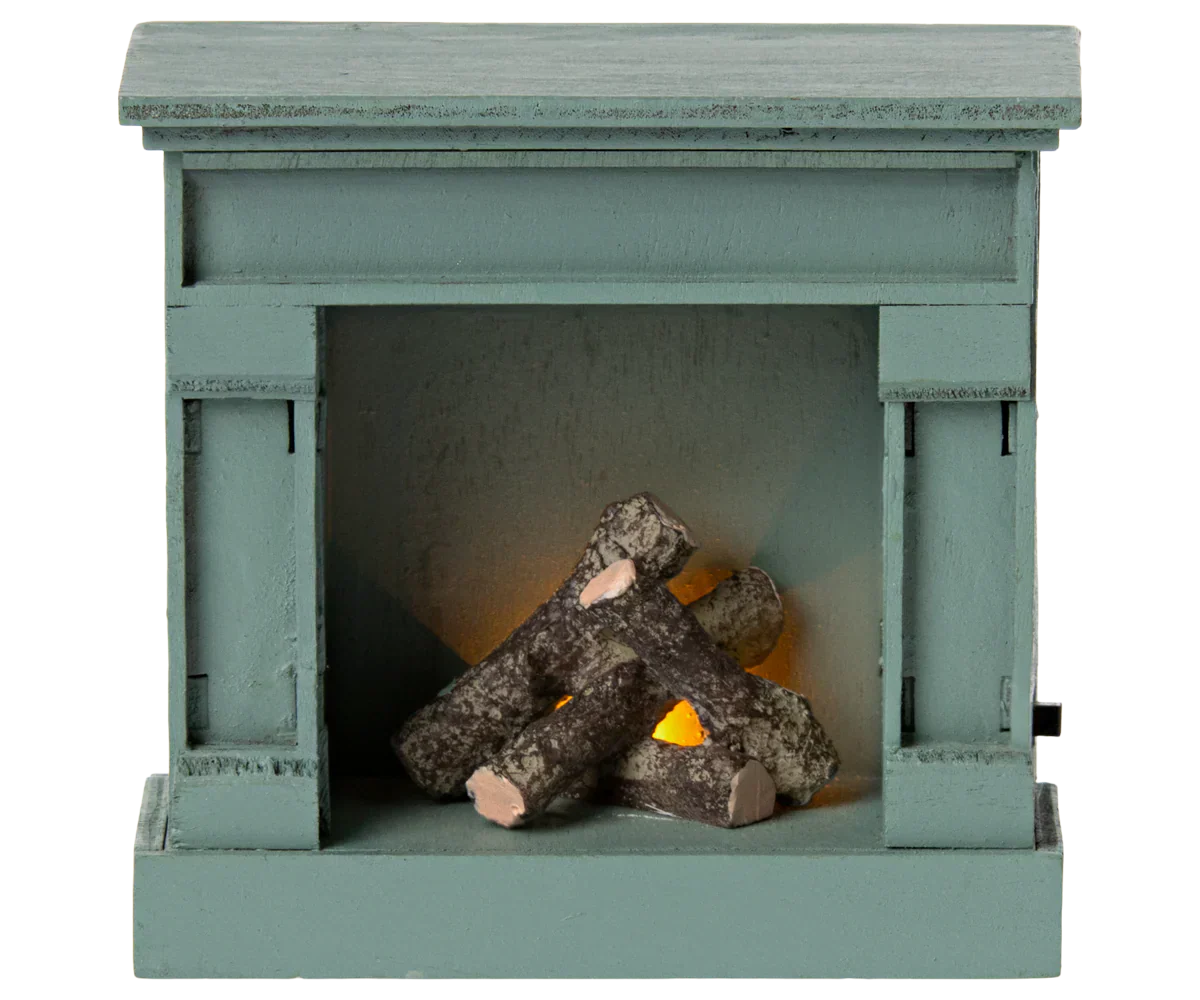 Maileg Fireplace, Mouse - Blue