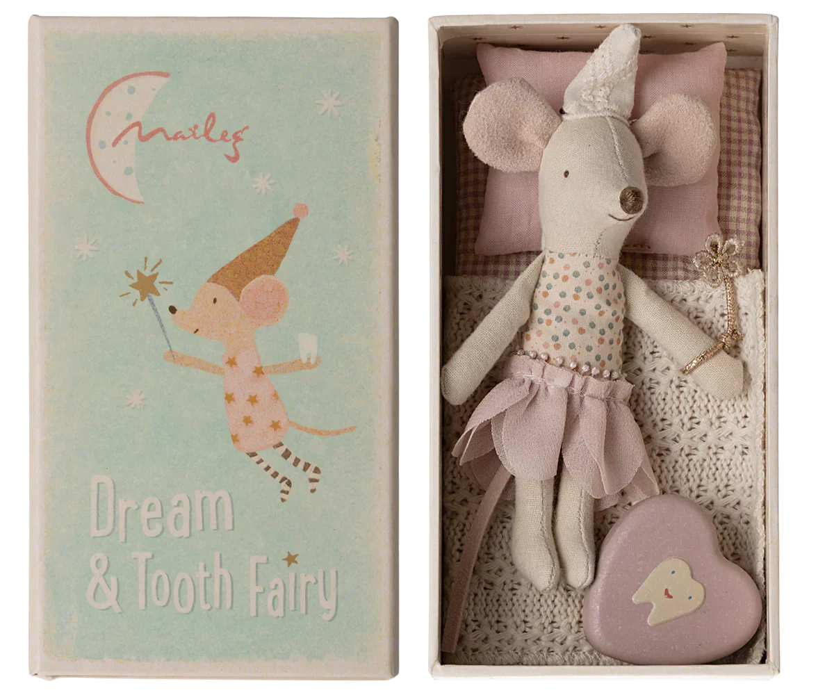 Maileg Tooth Fairy Mouse, Little Sister In Matchbox