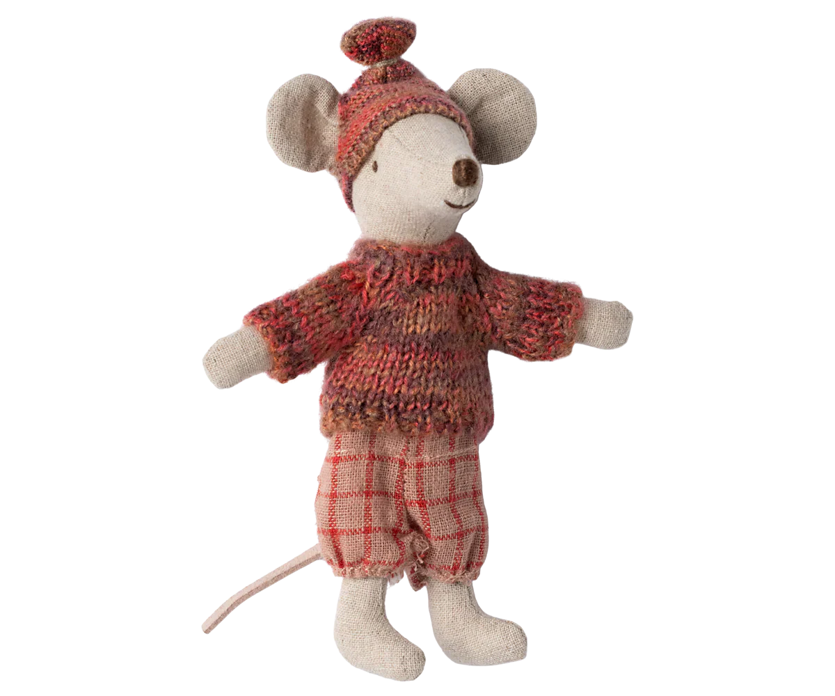 Maileg Winter mouse with ski set, Big sister - Rose