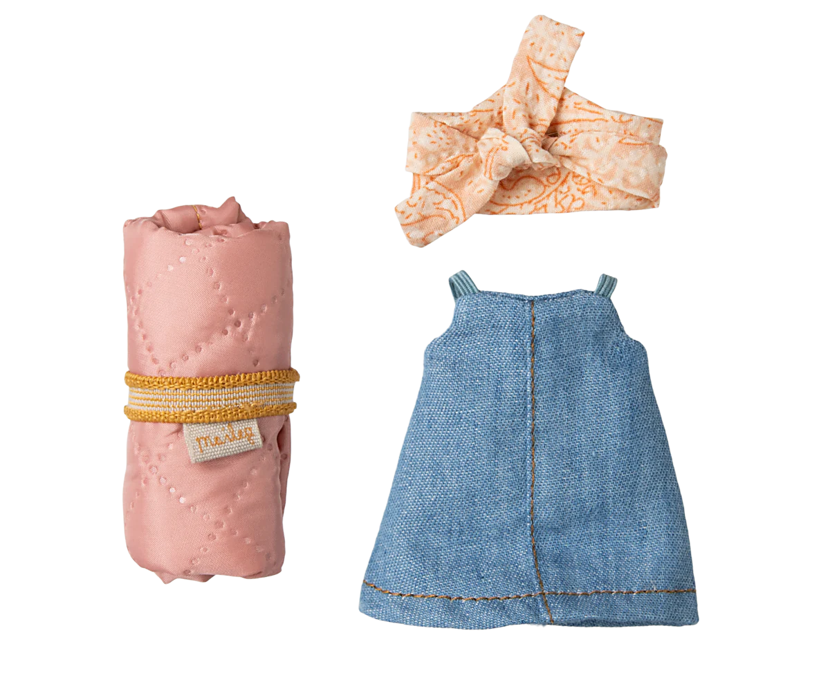 Maileg Hiker Mouse, Big Sister - Denim Jumper