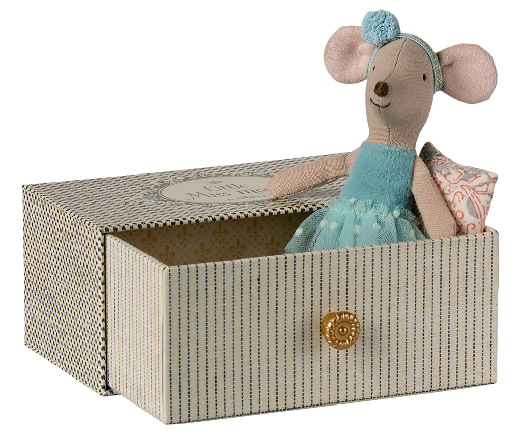 Maileg Dance mouse in daybed, Little sister - Blue