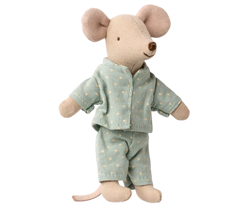 Maileg Princess Mouse, Little Brother in Matchbox - Dot PJ Set