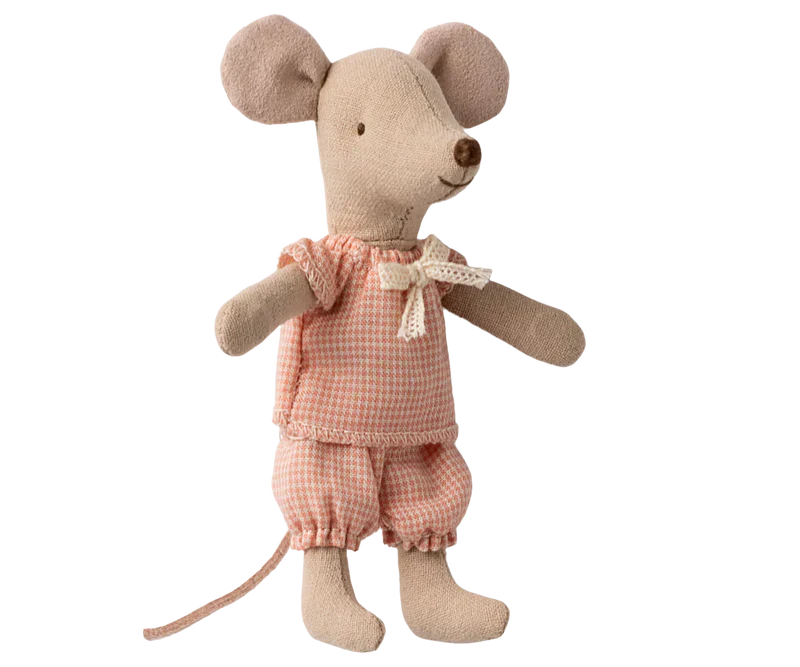 Maileg Princess Mouse, Little sister in Matchbox - Gingham Set